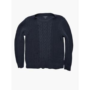 Nautica Cable Knit Classic Chunky Knit Sweater – Women’s Large – Navy Blue